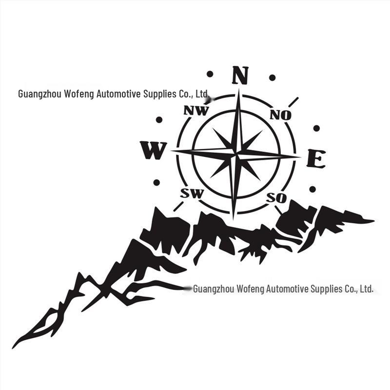Mountain Navigation Car Compass Decal - Hood, Door, and Body Sticker D566