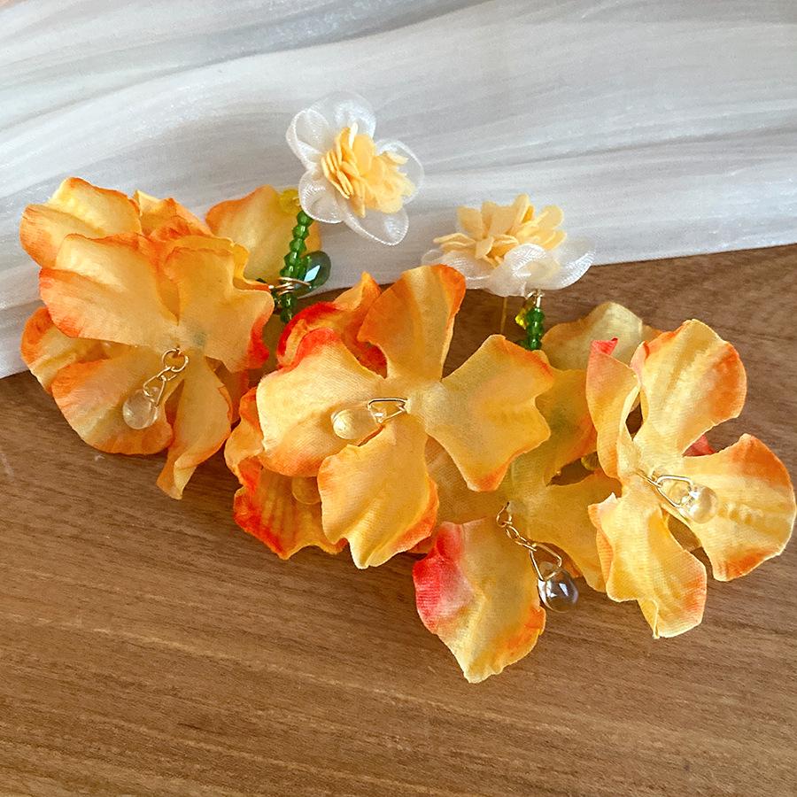 

Silver needle fabric chiffon flower pendant earrings vacation style fashion temperament earrings niche high-end earrings formula