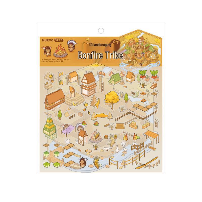 Legendary 3D Scenery Stickers - Cute Miniature Scene Decorations for Student Journals