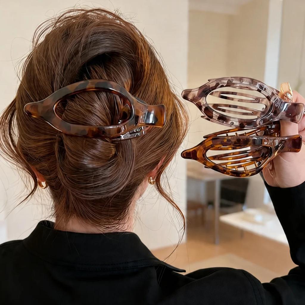 2026 Vintage Leopard Print Hair Claw Duckbill Clip for Women Elegent Hair Clamps Oval Barrettes Abalone Hairpin Hair Accessories
