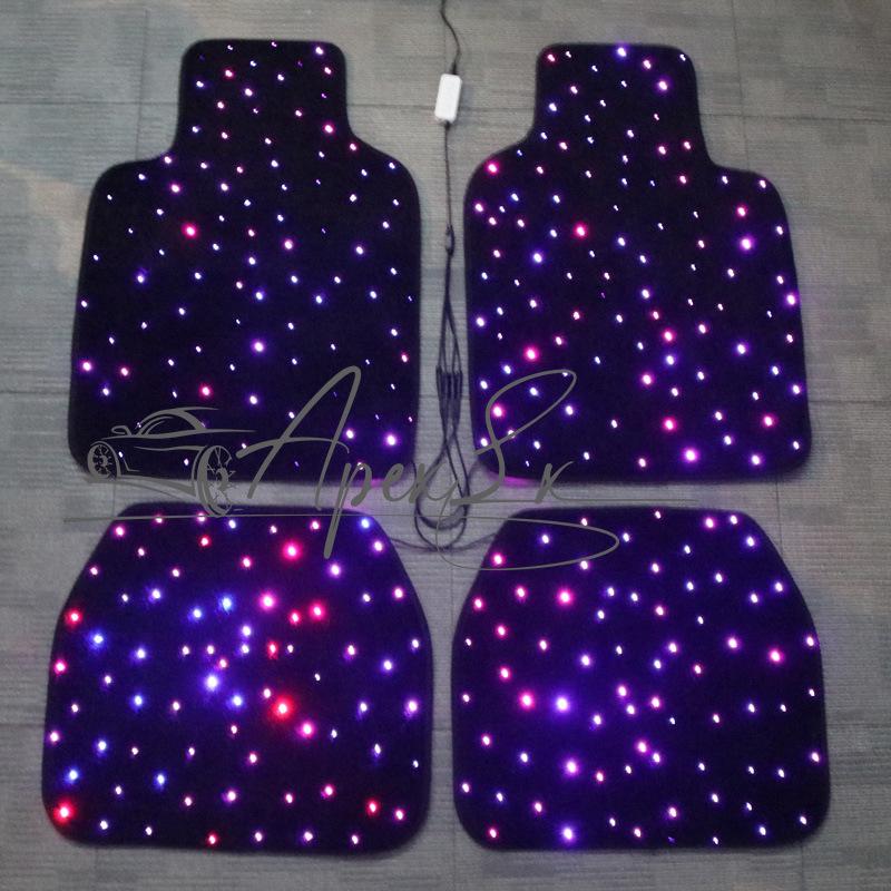 Car foot mat modification fabric fiber optic starlight complete car carpet 4 pcs universal fiber optic starlight