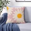 Daisy Pink Square Jacquard Pillow Cover for Sofa Office Waist Cushion Cover Home Decorative Pillowcase