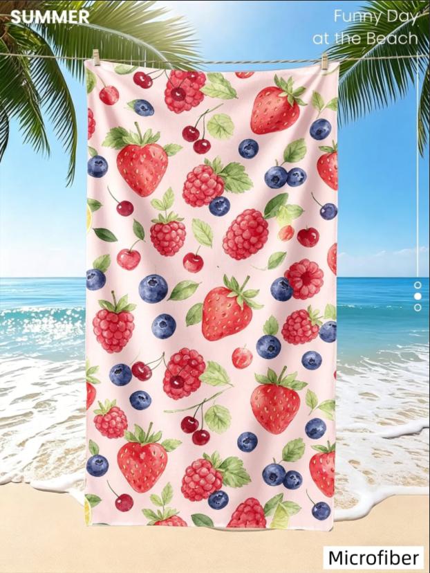 Cute Fruit Beach Towel Quick-dry Microfiber Towel Vibrant Watermelon Lemon Print for Vacations & Making A Splash At The Beach