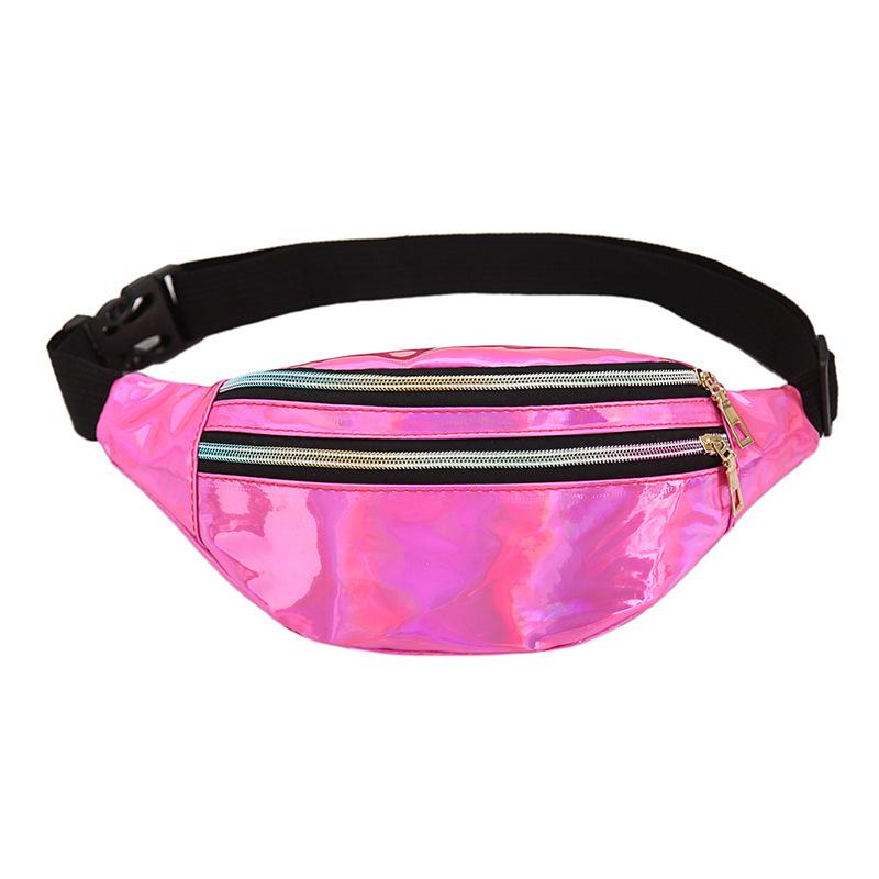 

1Pc PU Leather Geometric Pattern Chest Bags for Girls Boys Laser Waterproof Sports Waist Pack Pocket Crossbody Bags