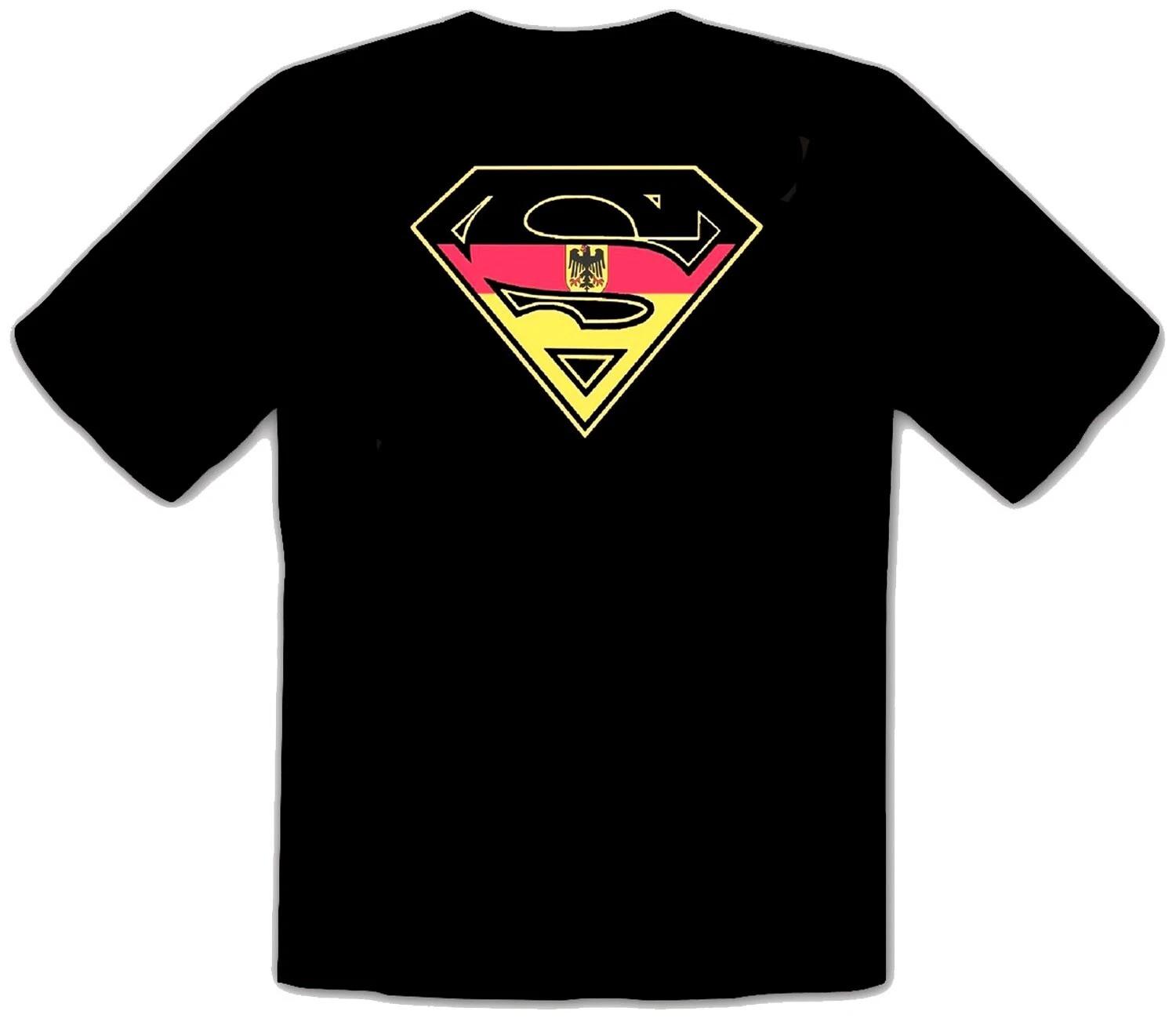 Superman Logo German German Flag BLACK T-Shirt - 506- 3XL