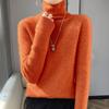 Moda Donna Casual Autunno Inverno Tinta Unita Stampa Manica Lunga Collo Alto Top Abbigliamento Donna Maglioni Maglieria Lana