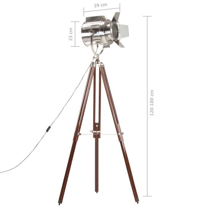 VidaXL Lampadaire à Trépied Lampe sur Pied Projecteur de Cinéma Hauteur Réglable Salon Maison Intérieur 180 cm Bois de 286106