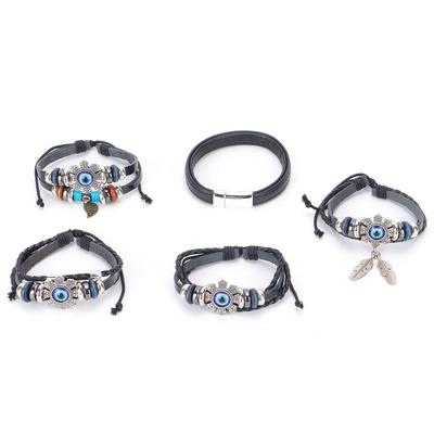 5 Pcs Evil Eye Bracelet 8 Petals Adjustable Blue Eye Jewelry for Decoration GiftGiving