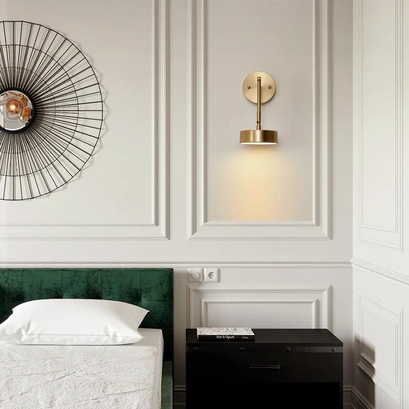 Nordic Led Wall Lamp Bedside Living Room Aisle Lighting Background Sconce Gold Study Bedroom Study Simple Rotating Decor Light