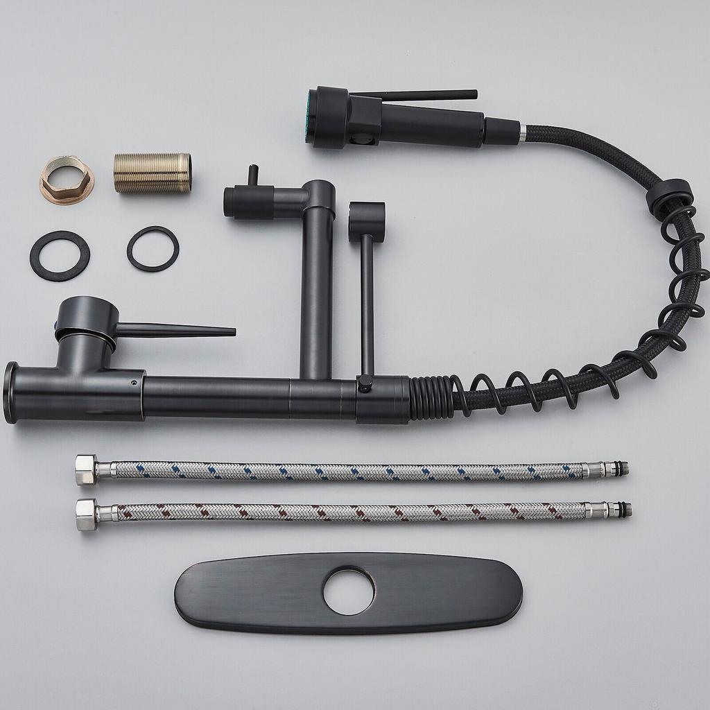 Pull-Down Commercial Kitchen Sink Faucet Mixer Tap With Sprayer Single Handle Single Hole