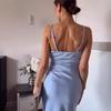 2025 Summer Women's Elegant Retro Backless Pleated Satin Dress – European & American Style