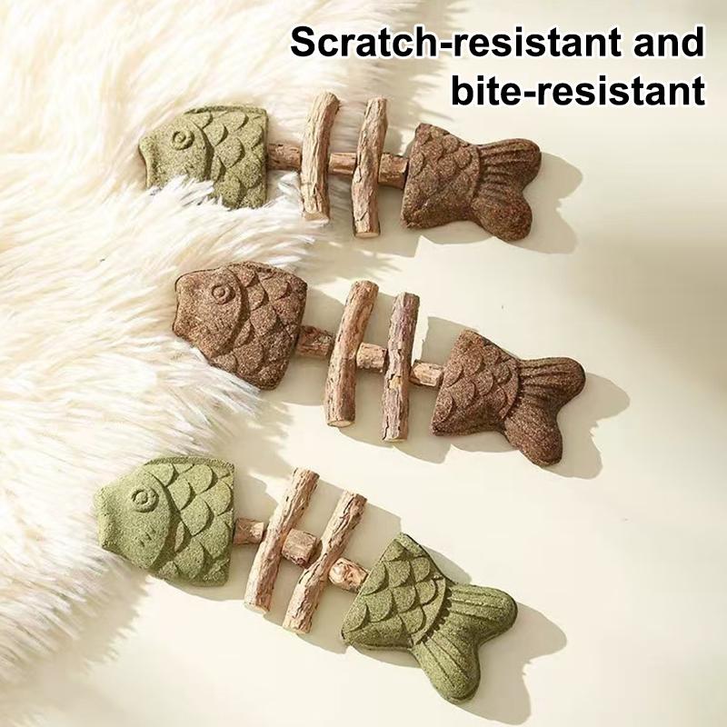 New Fix Your Cat's Dental Health,2026 New Creative Fish Bone Cat Toy,Wooden Catnip Teeth Cleaning Stick