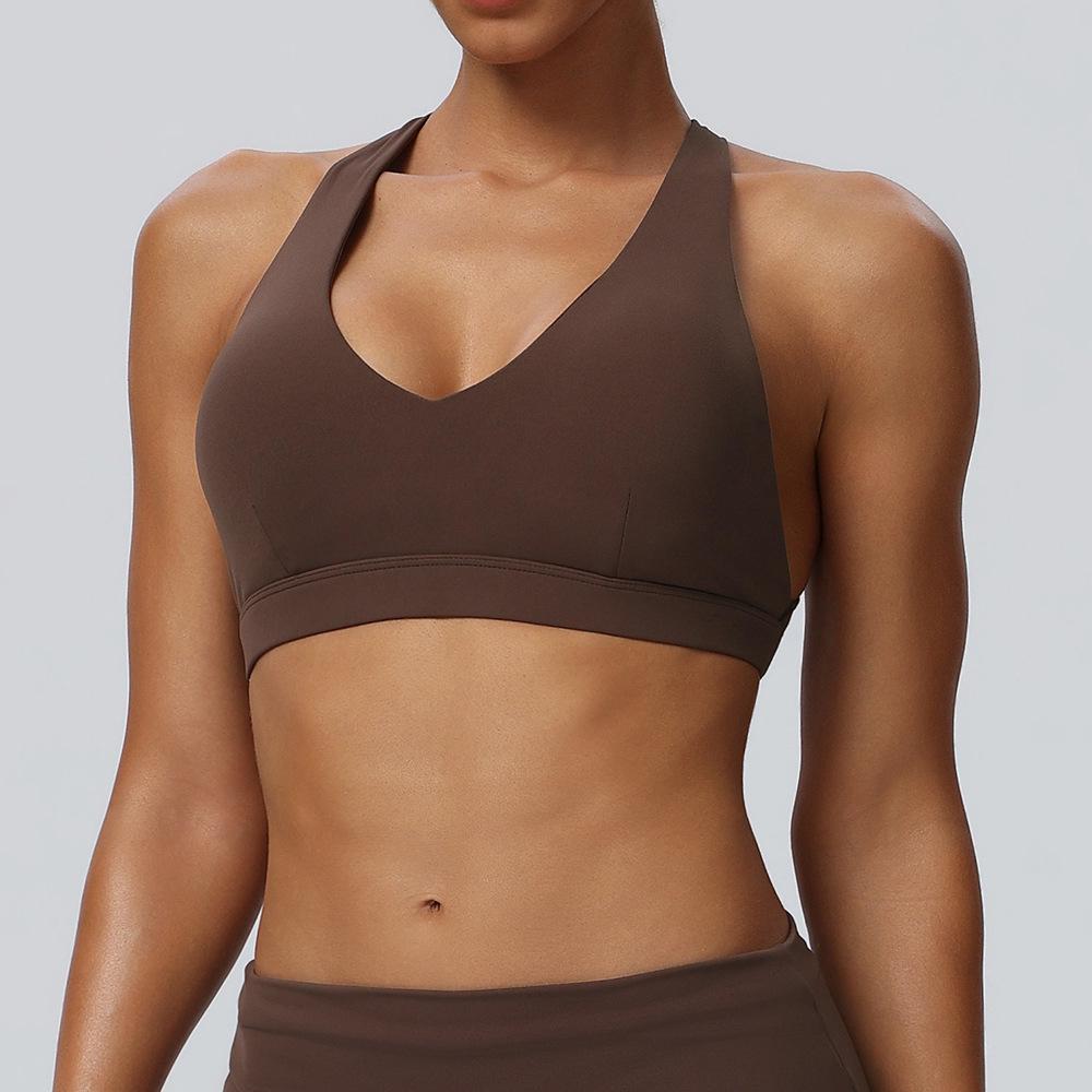 Women's Breathable Quick-Dry Halter Sports Bra with Chest Pads for Yoga and Fitness