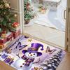 Magical Purple Snowman Butterfly Graphic Anti Slip Front Porch Doormat Star Gift Pine Tree Winter Wonderland Xmas Entry Mat