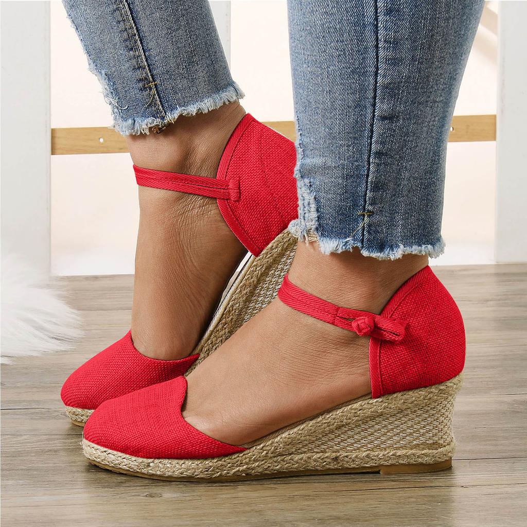 Fancy Sandals For Women Flat Women Platform Wedge Sandals Fashion Versatile Braided Buckle Sandals For Women Size 12 Tacones