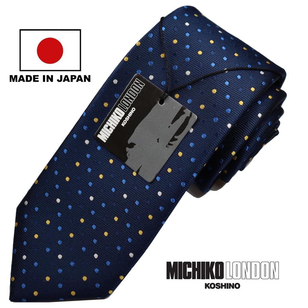 [Michiko London] Wrinkle-resistant bonded fabric with lining for added volume. Made in Japan. KOSHINO brand tie. Small pattern. 100% silk. Unisex.
