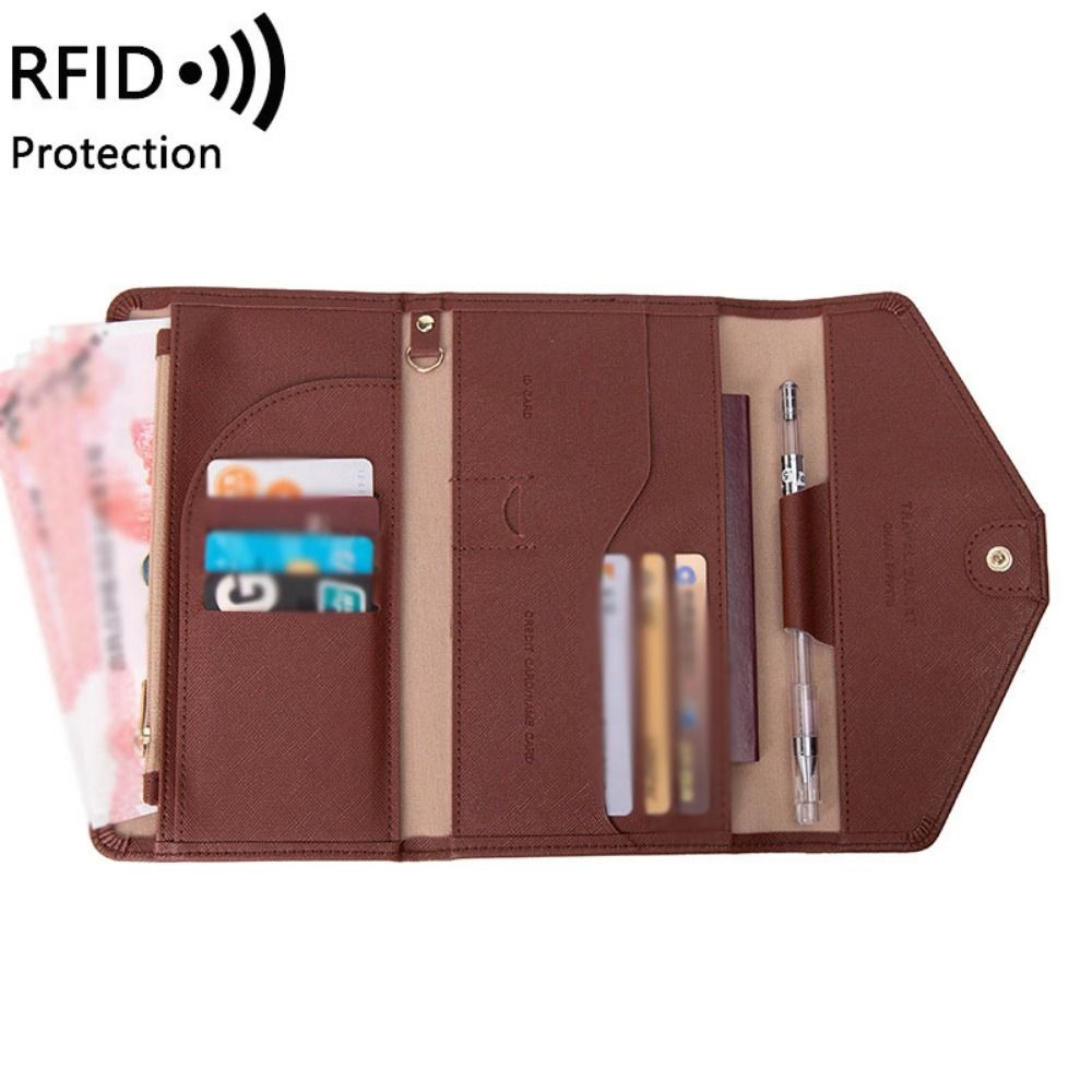 PU Leather Leather Passport Holder Portable RFID Blocking Wallet  Travel Accessories