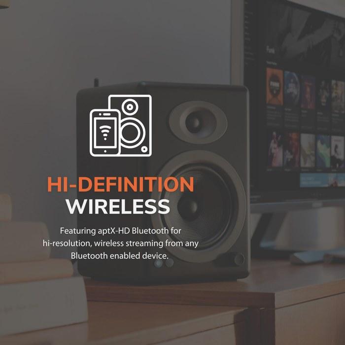 Audioengine A5+ Wireless Powered Speaker – Bluetooth aptX HD, 24bit DAC (Black)