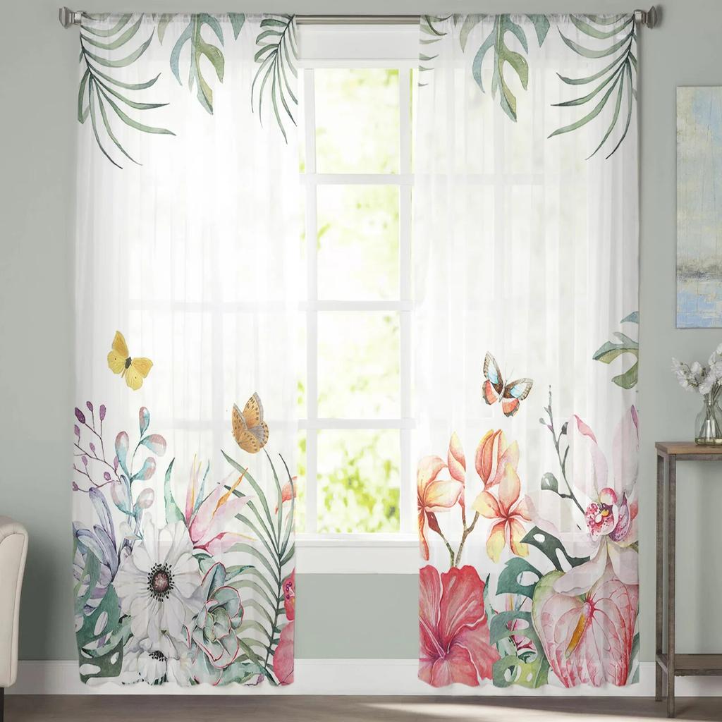 Ins Tropische Pflanze Palmblatt Bananenblatt Blume Gardinen Schlafzimmer Wohnzimmer Voile Fenster Vorhänge Tüll Vorhänge Kinderzimmer