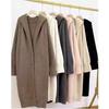 Large size cardigan simple and versatile lazy style soft waxy medium and long hooded sweater jacket women's new autumn and winter models