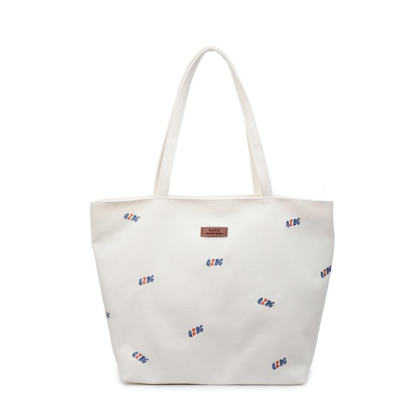 

Tote women s bag 2025 spring and summer new large-capacity commuter bag canvas shoulder messenger bag fashion embroidered letters 43*31*14 слоновая кость