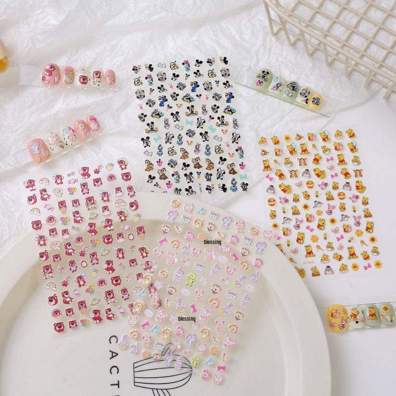 5D Embossed 3D Nail Art Stickers for Kids, Non-Toxic, Odorless, Luminous Princess Wearable Nails.
