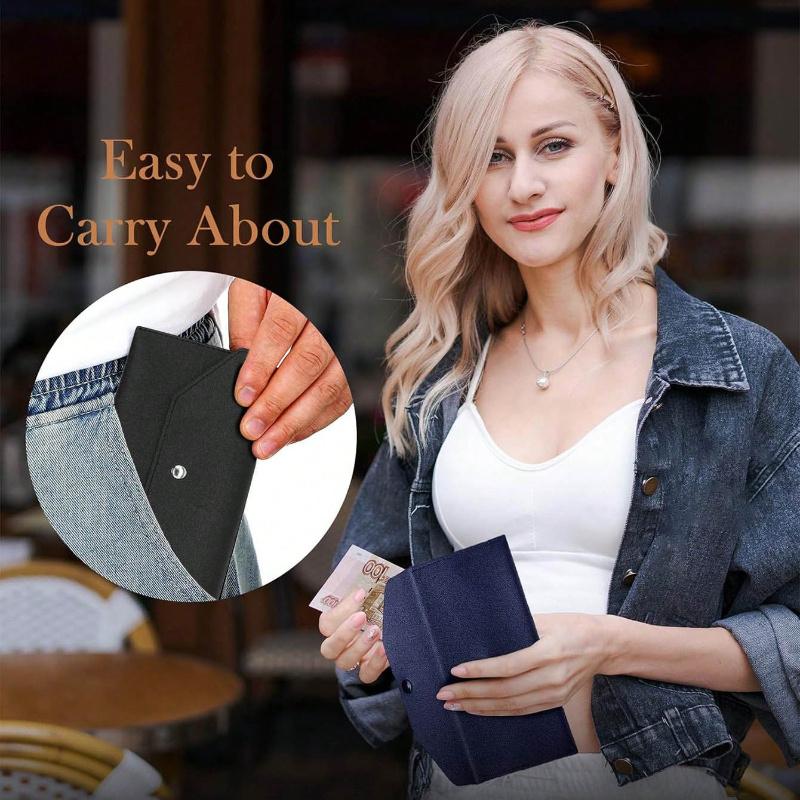 1PC womens wallet Reusable money clip wallet Cash bank card envelope storage bag with card slot Portable leather wallet men