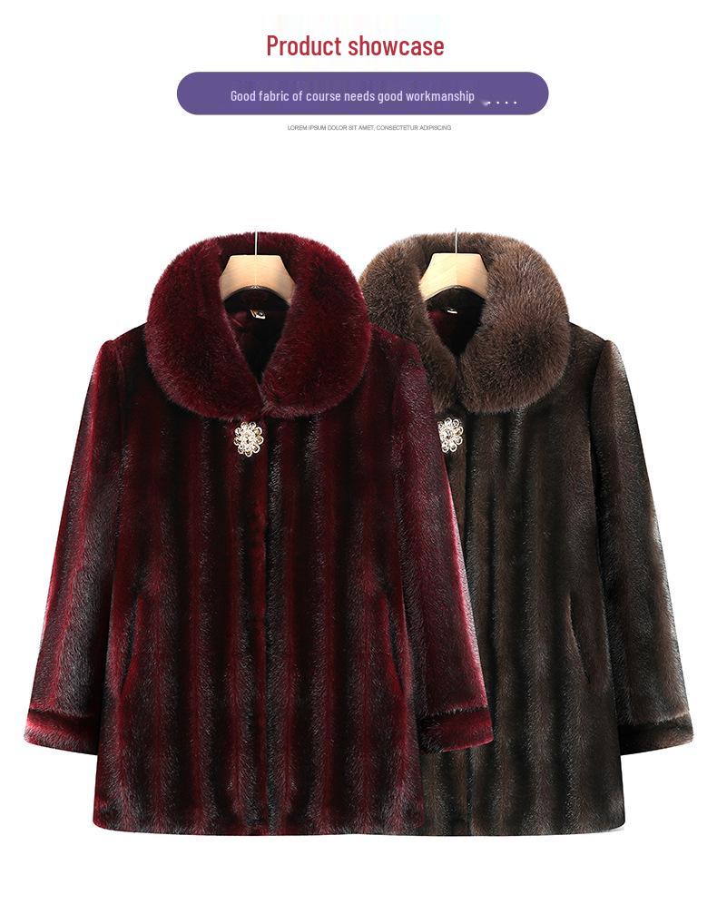 Faux Fur Coat for Women: Grandma Style, Thickened Winter Wear, Mink Velvet for Middle-Aged and Elderly