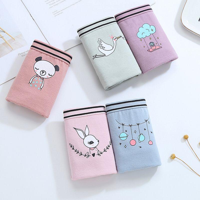 5 Pcs Women's Mid-Waist Cotton Antibacterial Crotch Panties Sexy Triangle Briefs for Teens Girls