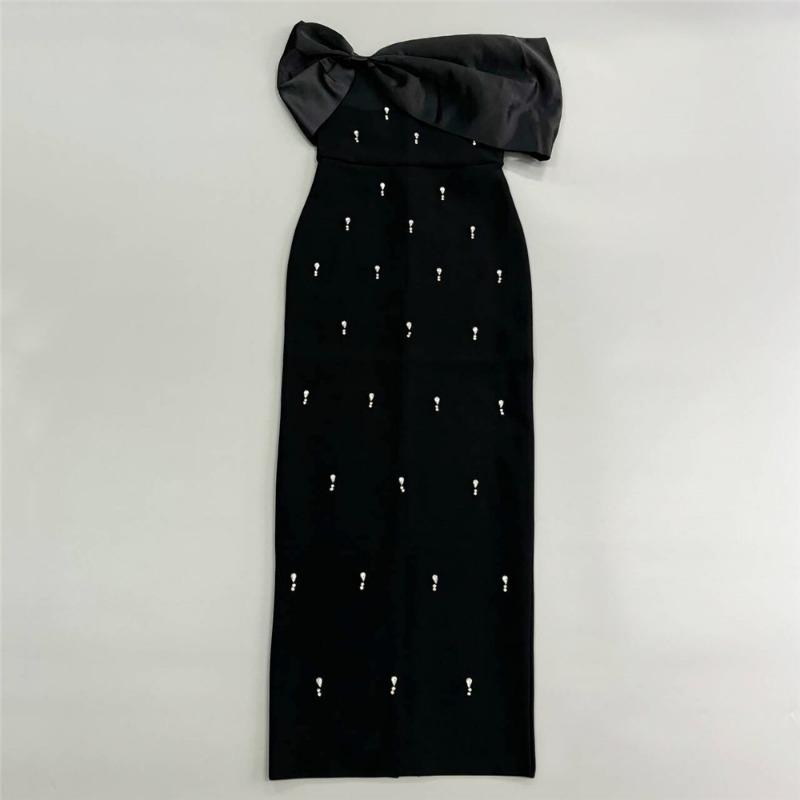 New bandage dress, custom diamond tube top dress, fashionable and sexy one-word shoulder hip party dress