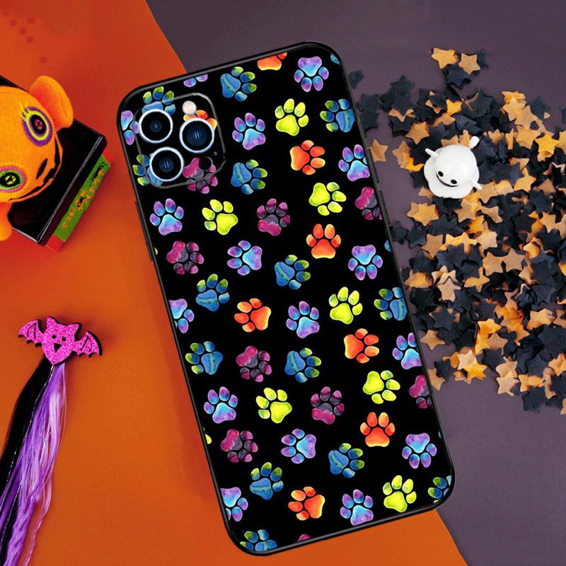 Dog foot print Paw Colorful Pattern Bumper Case For iPhone 16 15 14 Pro Max 11 12 13 Pro Max Mini XR 15 16 Plus 16e Phone Cover