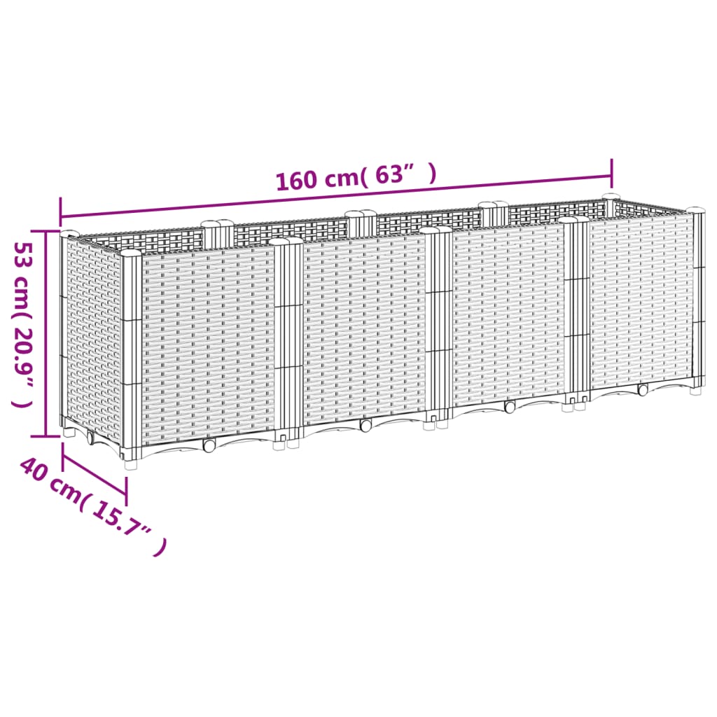 Plant Pot Black 160x40x53 cm PP