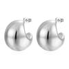 Stainless steel women's hollow earrings round gold-plated earrings 18K oval light luxury earrings