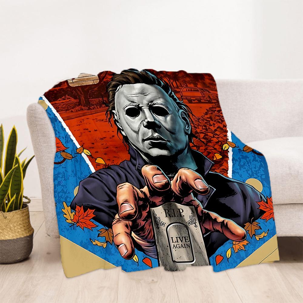 1pc Halloween Michael Myers Outdoor Blanket Lightweight Flannel, Soft & Warm, All Season Use for Sofa, Outdoor, Camping, Living Room, Office, Chair