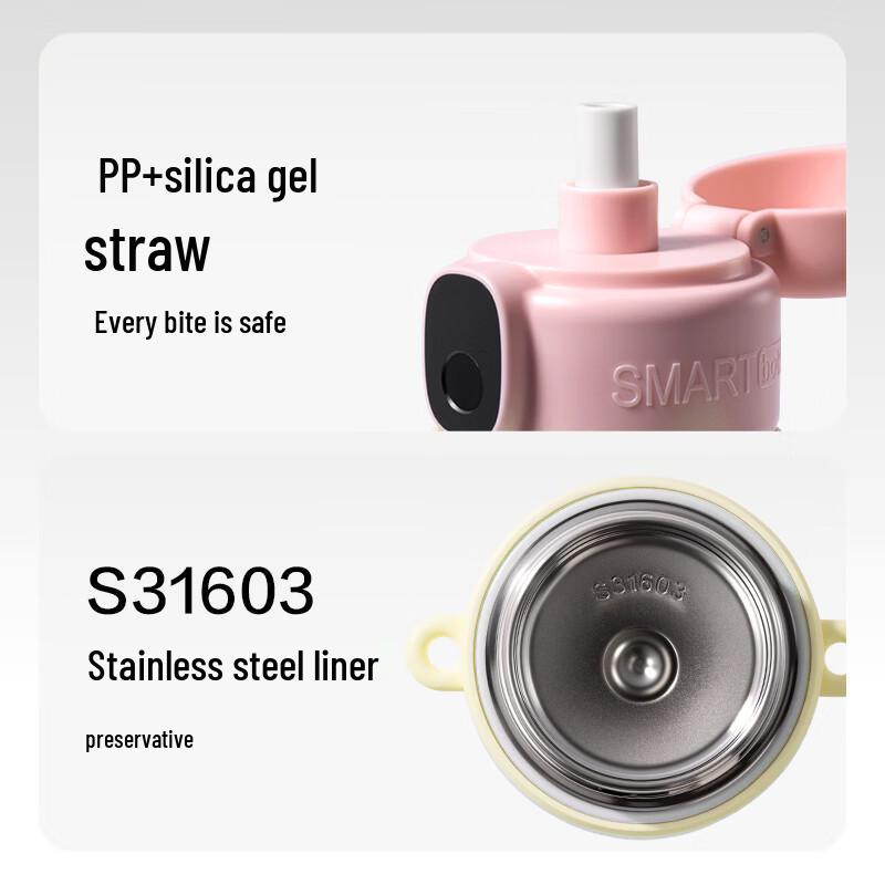 Deli Kids' Smart Fingerprint Insulated Straw Water Bottle, 580ml