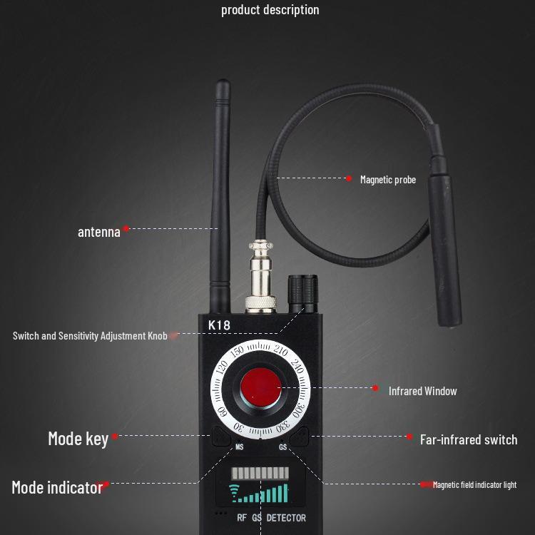 K18 Detector: Anti-Peeping, Anti-Eavesdropping, Anti-Camera, GPS Tracker Checker for Hotel Security