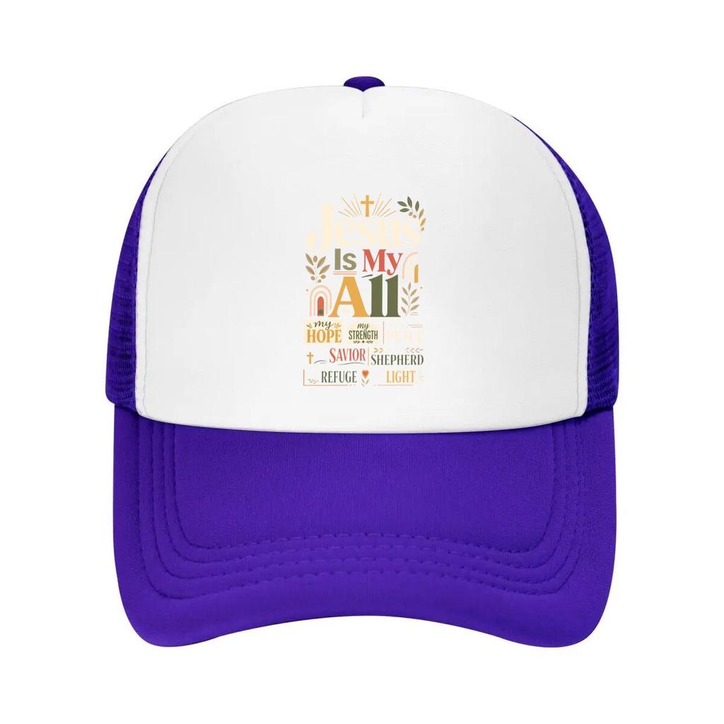 Jesus Is My All Typography Mesh Baseball Cap Casual Hat Outdoor For Womens Unisex FeUnisex