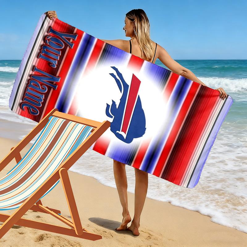 Name Custom Buffalo Bills Logo Print Beach Towel, Large Soft Quick Dry Towel for Beach Camping Swimming