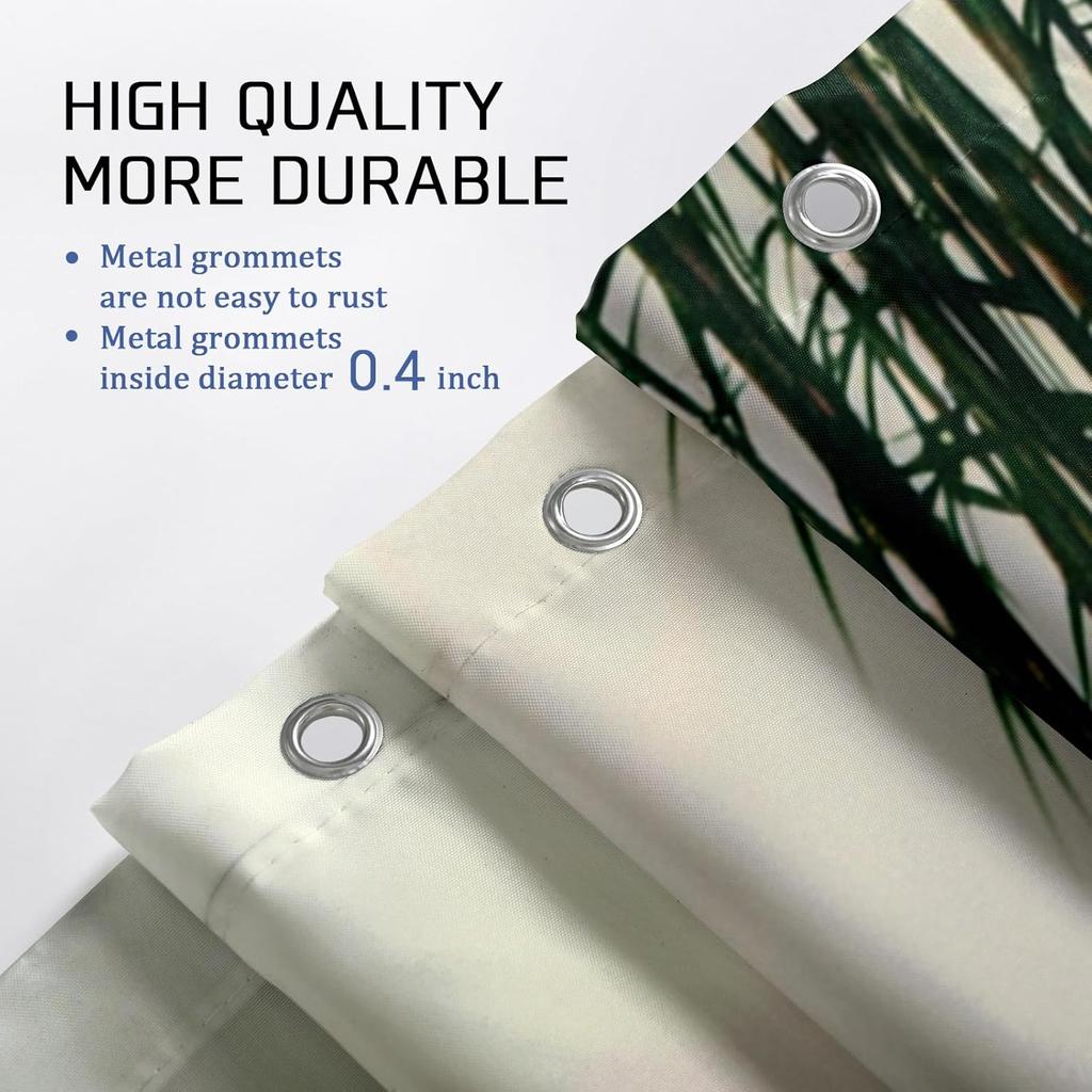 Zen Garden Shower Curtain, Green Bonsai Water Landscape Bathroom Decor, Serene Tranquil Modern Waterproof Fabric Shower Curtain