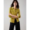ELLE Women's Merino Wool Blend Collared Long-Sleeve Top