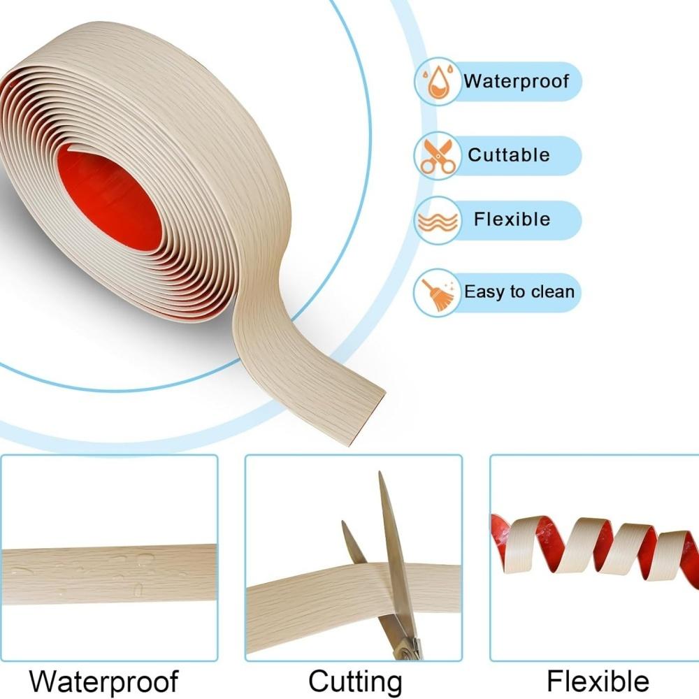 1 Pc 1m/2m/3metersX4cm Wood Grain PVC Wooden Floor Transition Strip, Self-adhesive Edge Sealing StripThreshold Strip
