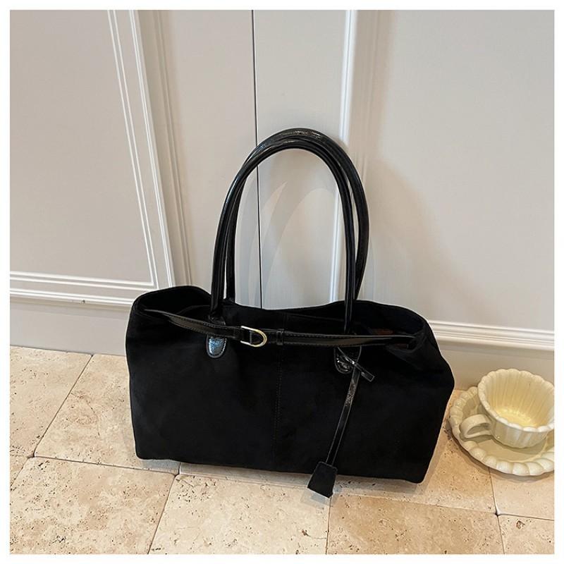 Vintage Suede Tote Bag Women Large Capacity Soft Shoulder With Magnetic Crossbody Or Underarm Style
