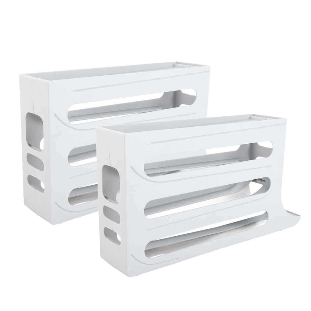 Egg Dispenser Auto Rolling Large Capacity 4 Tier Space Saving Egg Tray Organizer for Refrigerator