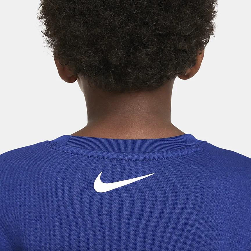 Nike Sweatshirt Letter Logo Print Round Neck Casual Fleece Kids tops Deep-Navy DQ3860-455