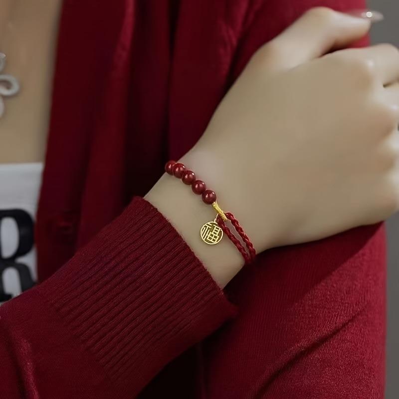 Neuer chinesischer Zinnober handgewebter Fu-Zeichen Anhänger Seil mit Segnungen von Frieden und Freude Geeignet zum Verschenken an Freunde und Familie