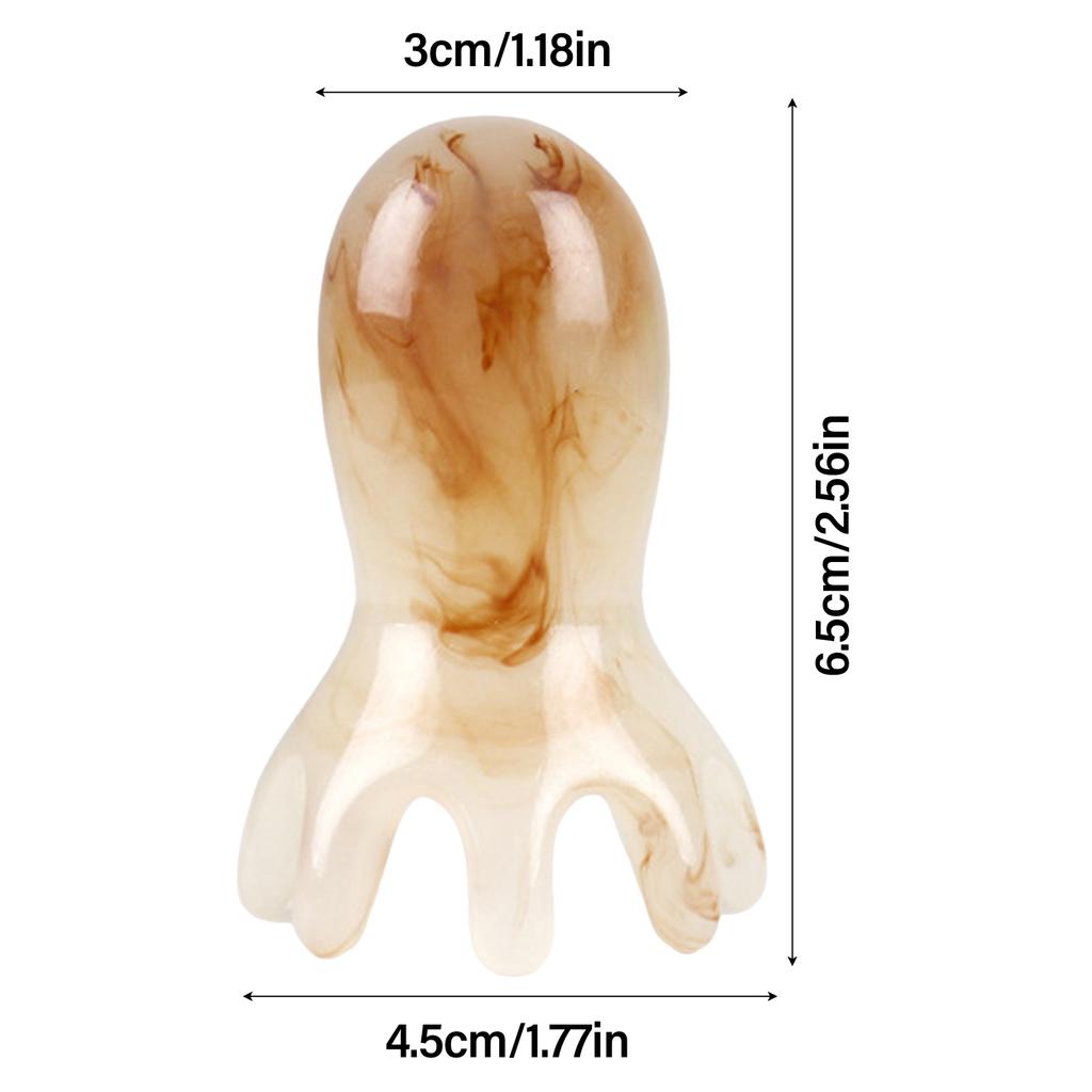 Octopus Head Honey Wax Resin Meridians Head Comb Portable Shoulder Neck Massager Soothing Meridian Massage Comb