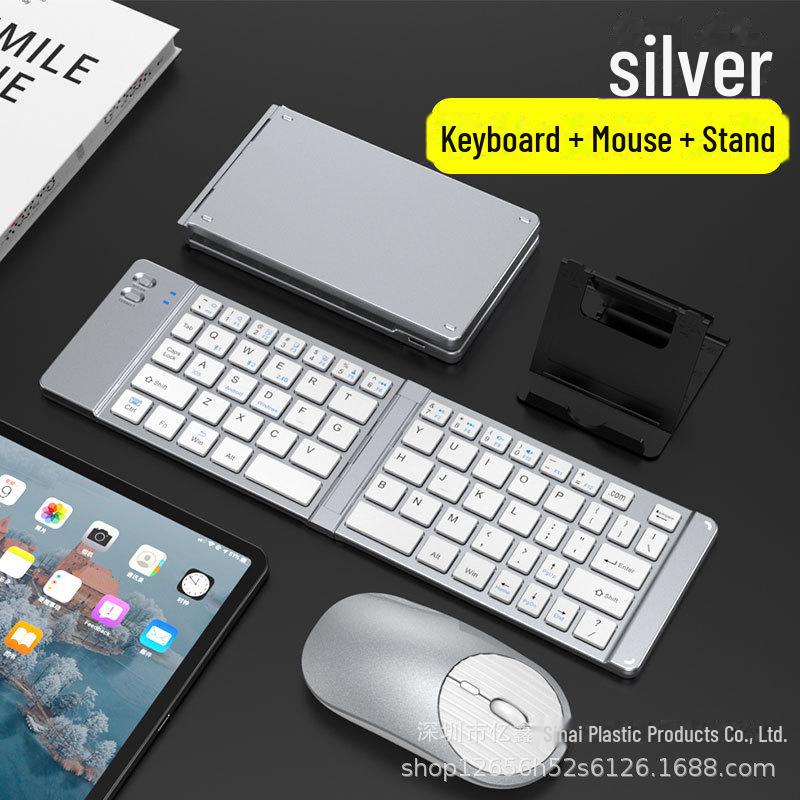 Compact Tri-Mode Bluetooth & 2.4G Foldable Keyboard and Mouse Set with Type-C Charging for Tablets