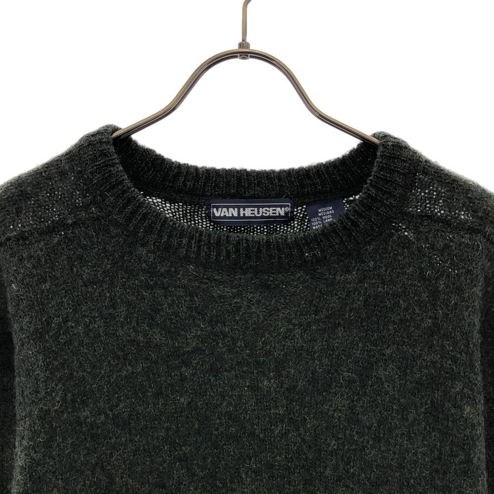 VAN HEUSEN 90er Wolle Old Langarm Rundhals Strick M grün Pullover Herren Gebraucht