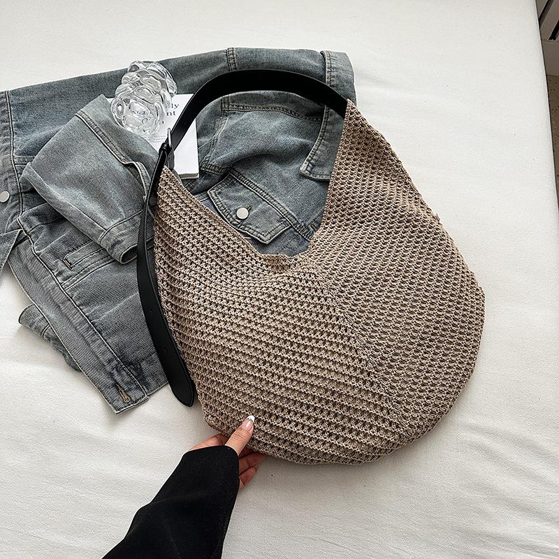 Lazy wind woven shoulder bag women's summer new beach bag niche hollow tote bag messenger bag