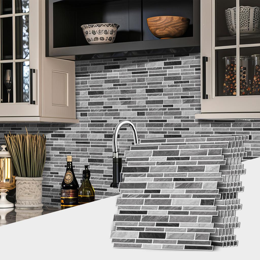 Marble Mosaic Tile Sticker, Kitchen Bathroom Pvc Waterproof Self-Adhesive Wall Sticker Imitation Epoxy Home Wallpaper